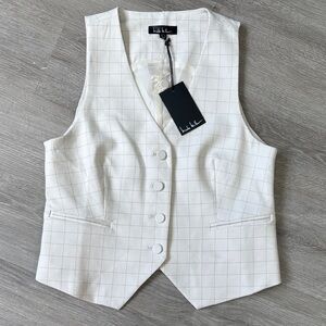 Nicole Miller lined oyster white/ tobacco minimalist Vest size 6